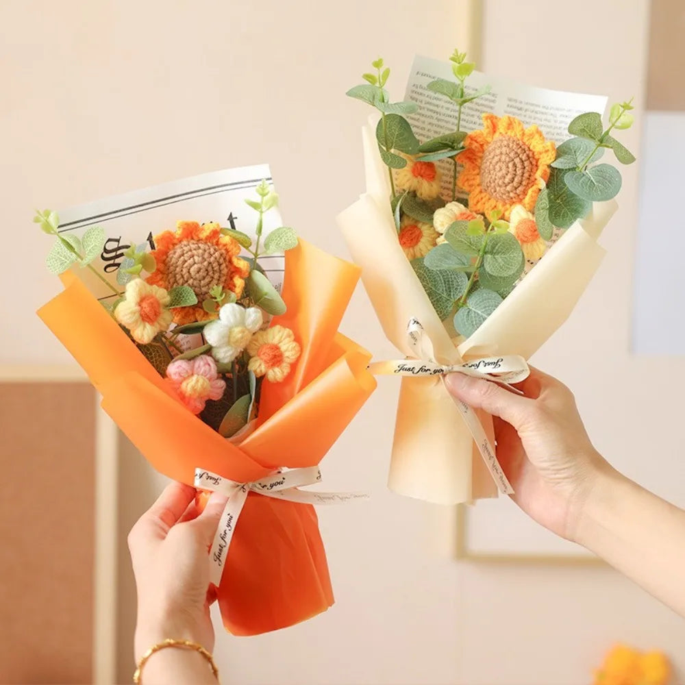 Charming Handmade Crochet Bouquet - Eternal Sunflower & Daisy Arrangement for All Occasions